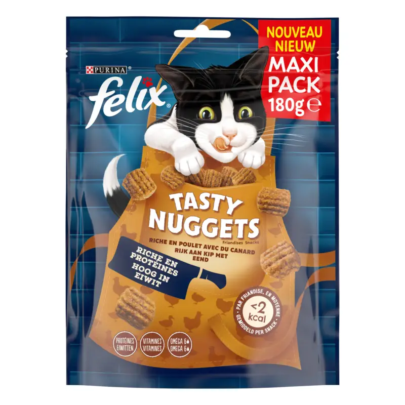 Promotion FELIX – Friandises Tasty Nuggets Poulet Canard pour Chats – 180g