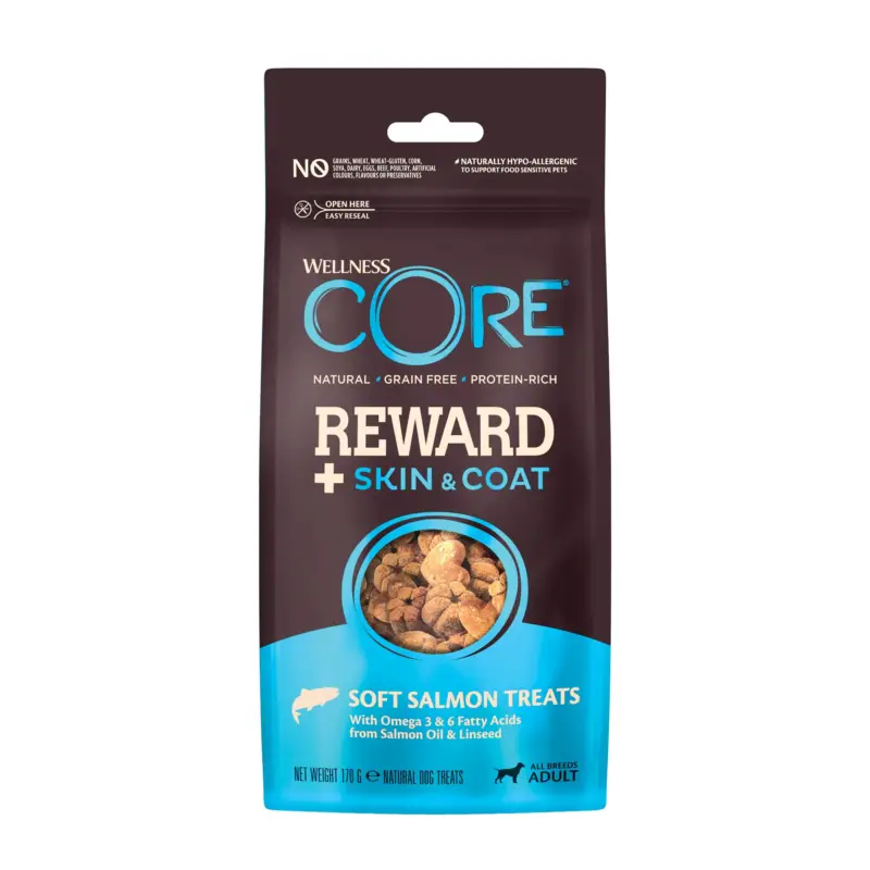 Promotion Saisonnière Wellness CORE Reward+ Treats Saumon peau et pelage – 170g