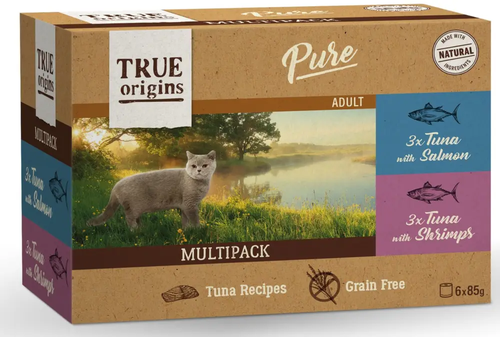 Haute Qualité True Origins Pure – Pat&eacute;e Top Cat Multi poissons – 6X85g