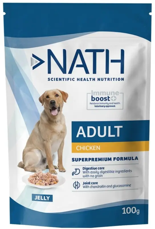 Achetez Aujourd&rsquo;hui Nath – P&acirc;t&eacute;e Jelly Immune boost+ Poulet pour Chiens – 100g