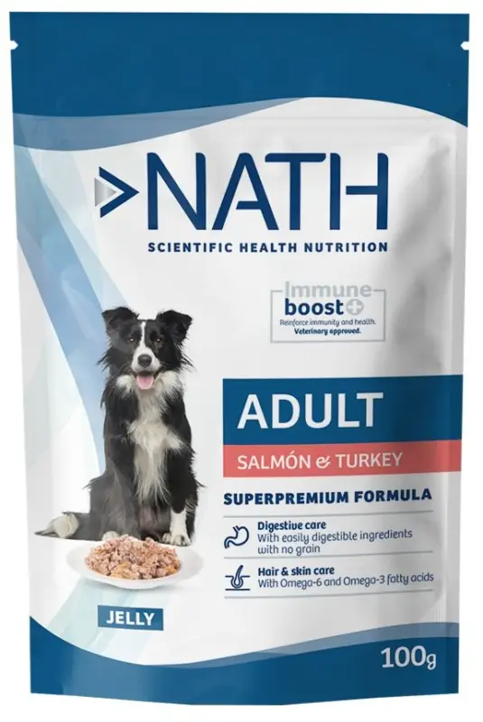 Nath – P&acirc;t&eacute;e Jelly Immune boost+ Saumon et Dinde pour Chiens – 100g Vente Flash