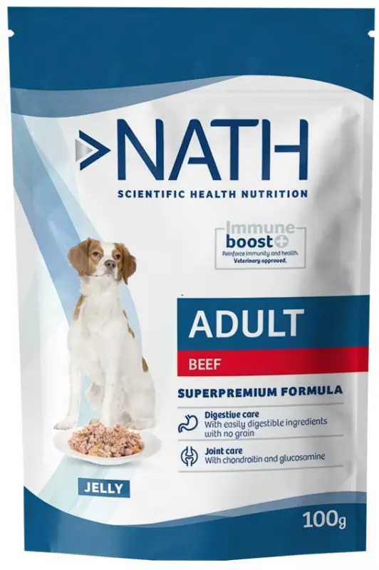 Soldes Nath – P&acirc;t&eacute;e Jelly Immune boost+ Boeuf pour Chiens – 100g