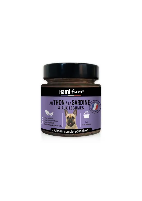 Commande En Gros Hamiform – P&acirc;t&eacute;e Cuisin&eacute;e pour chien au thon et &agrave; la sardine et aux l&eacute;gumes – 250g