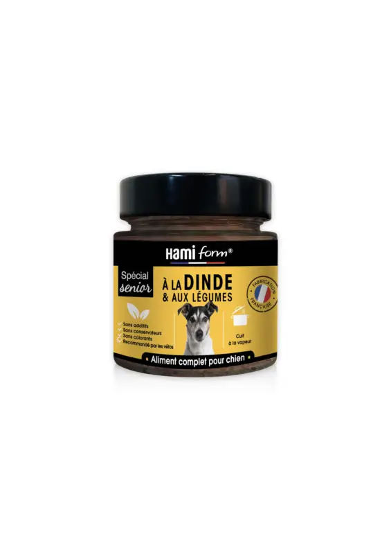 Prix Promo Hamiform – P&acirc;t&eacute;e Cuisin&eacute;e pour chien s&eacute;nior &agrave; la dinde et aux l&eacute;gumes – 250g