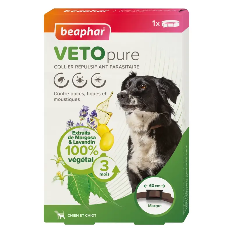 Beaphar – VETOpure collier r&eacute;pulsif antiparasitaire pour chien et chiot – Marron Commander Maintenant