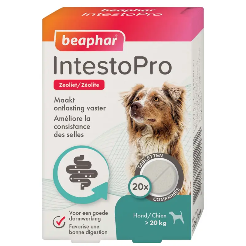 Beaphar – IntestoPro Comprim&eacute;s Am&eacute;liore les Selles des Chiens (>15kg) – 20 Cps Certifié