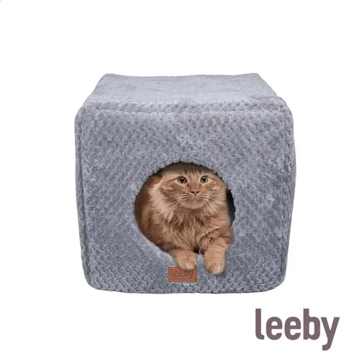 Remise Leeby – Couffin Cube Gris pour Chats – S