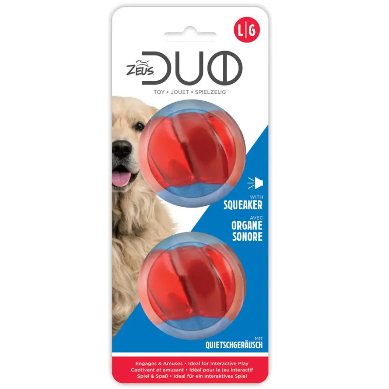Nouvelle Collection Zeus Duo Ball avec siffleur 2pc – 6,3 cm