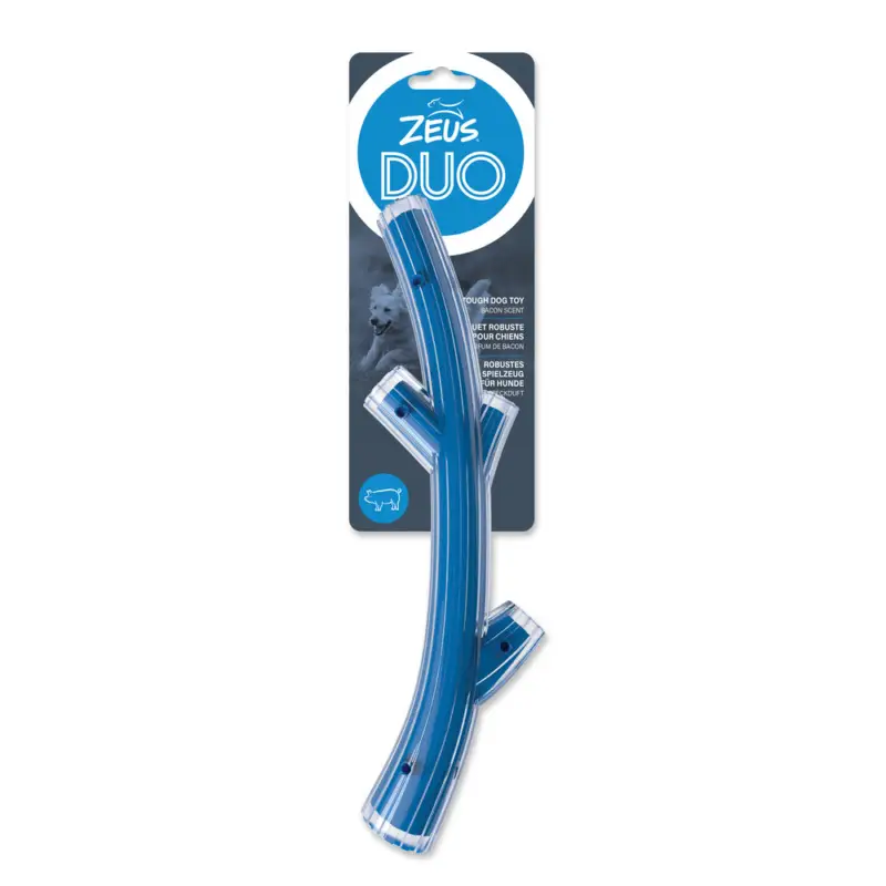 Zeus – Jouet &agrave; m&acirc;cher pour chien Duo Stick Bleu Bacon – 30cm Meilleur Choix