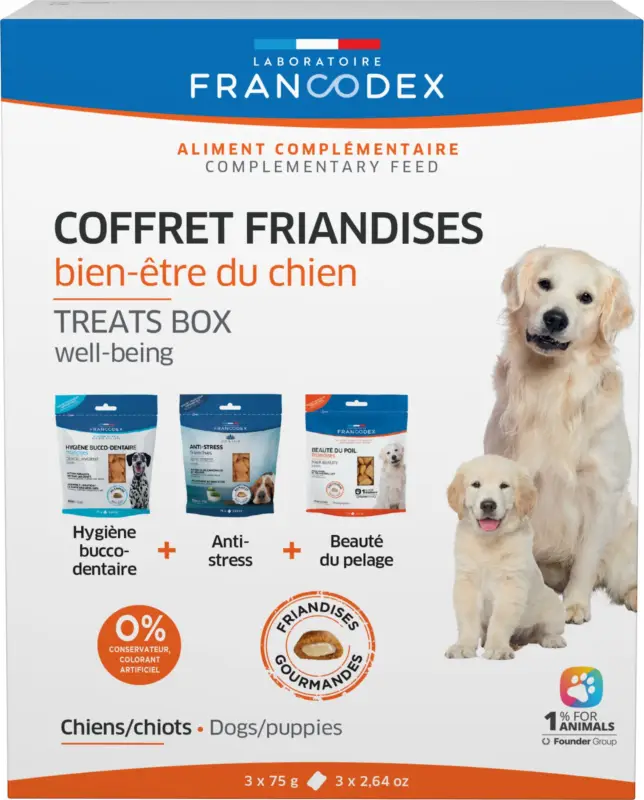 Francodex – Coffret Friandises Bien-&ecirc;tre pour Chiots et Chiens – 3x75g Achat Immédiat