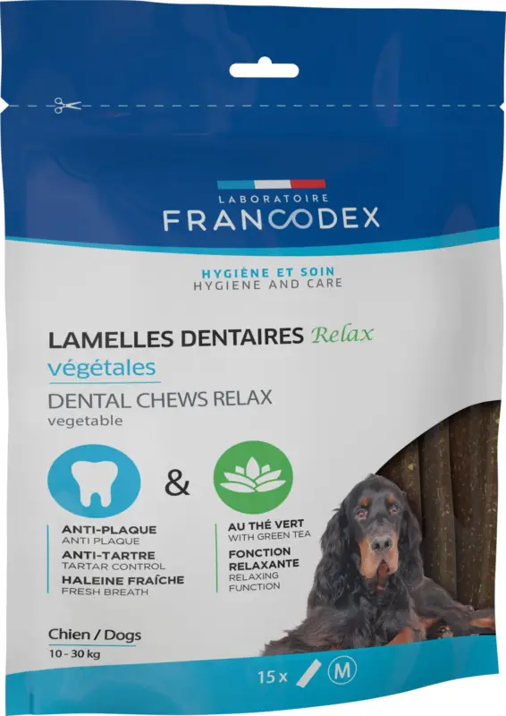 Francodex – Lamelles Dentaires RELAX &agrave; M&acirc;cher pour Chiens Moyens – x15 Remise