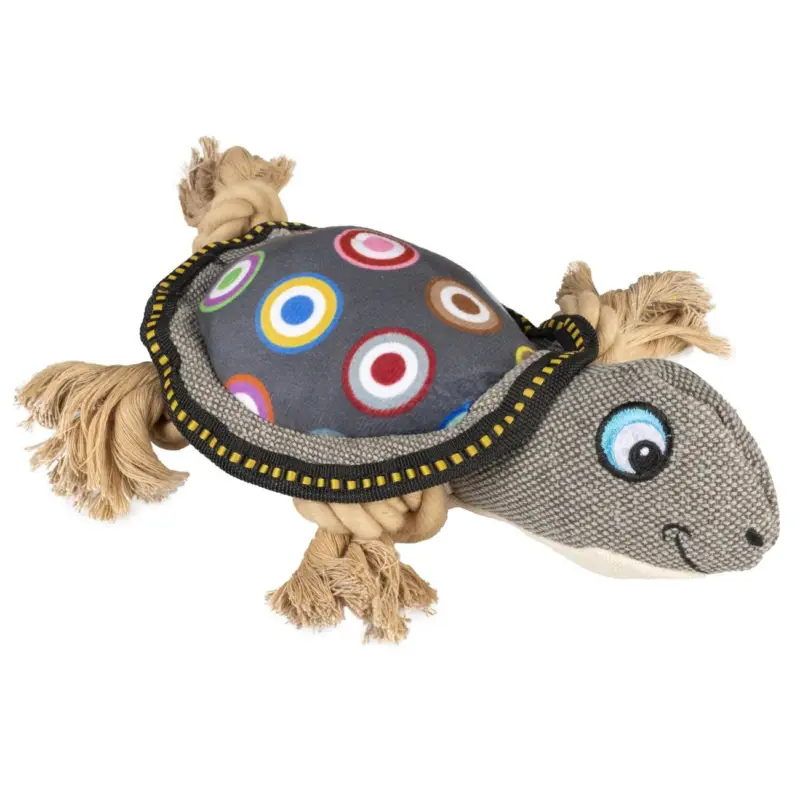 Petit Prix Duvoplus – Jouet Canvas Tortue Gris pour Chiens – 27x21x10cm