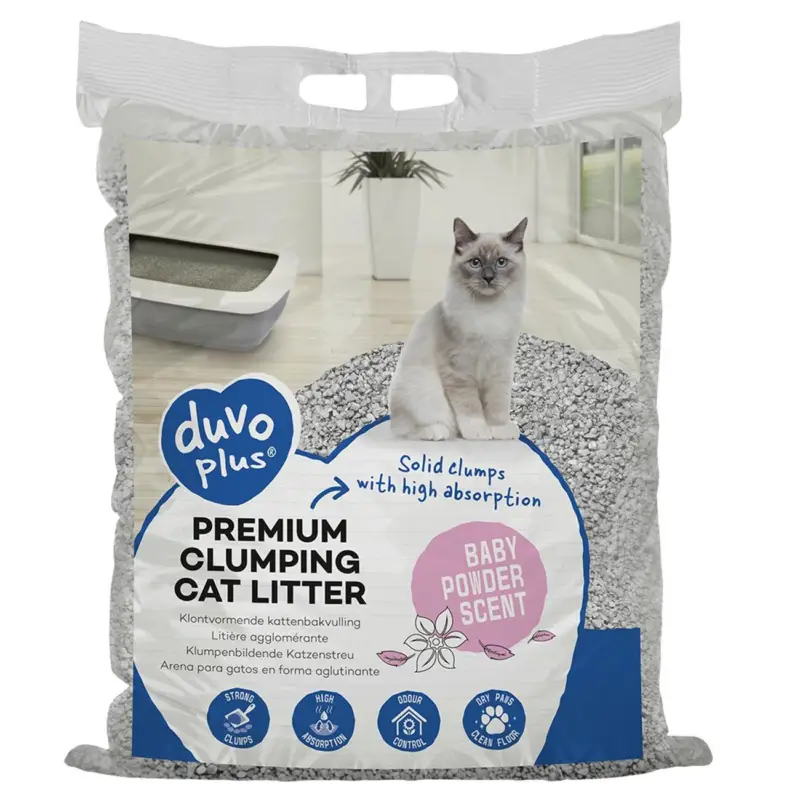 Duvoplus – Liti&egrave;re Premium Odeur de Poudre B&eacute;b&eacute; pour Chats – 12kg Offre Du Jour