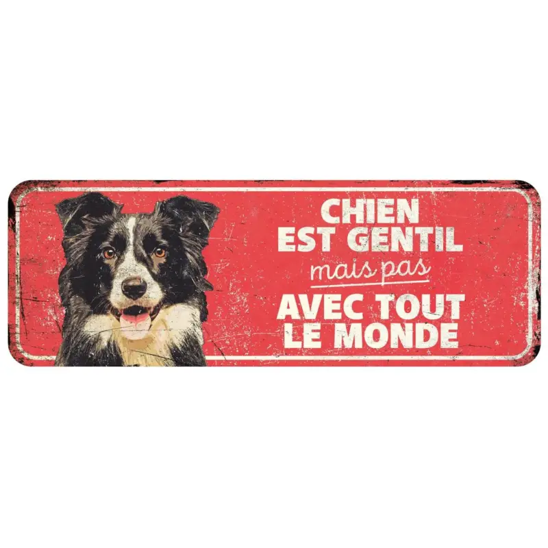 Livraison Express D&D – Panneau d'avertissement collie – 40 x 13 x 03 cm rouge