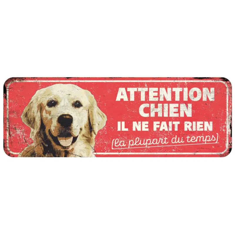 Commander Maintenant D&D – Panneau d'avertissement golden retriever – 40 x 13 x 03 cm rouge