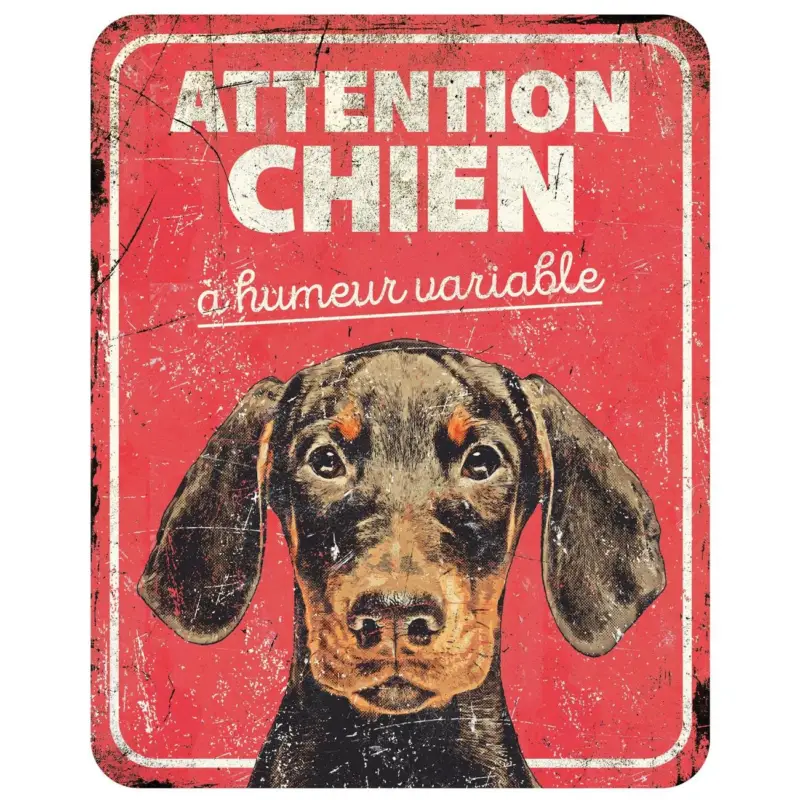 Jusqu&rsquo;à Épuisement Des Stocks D&D – Panneau d'avertissement dobermann fr – 25x20x03cm rouge