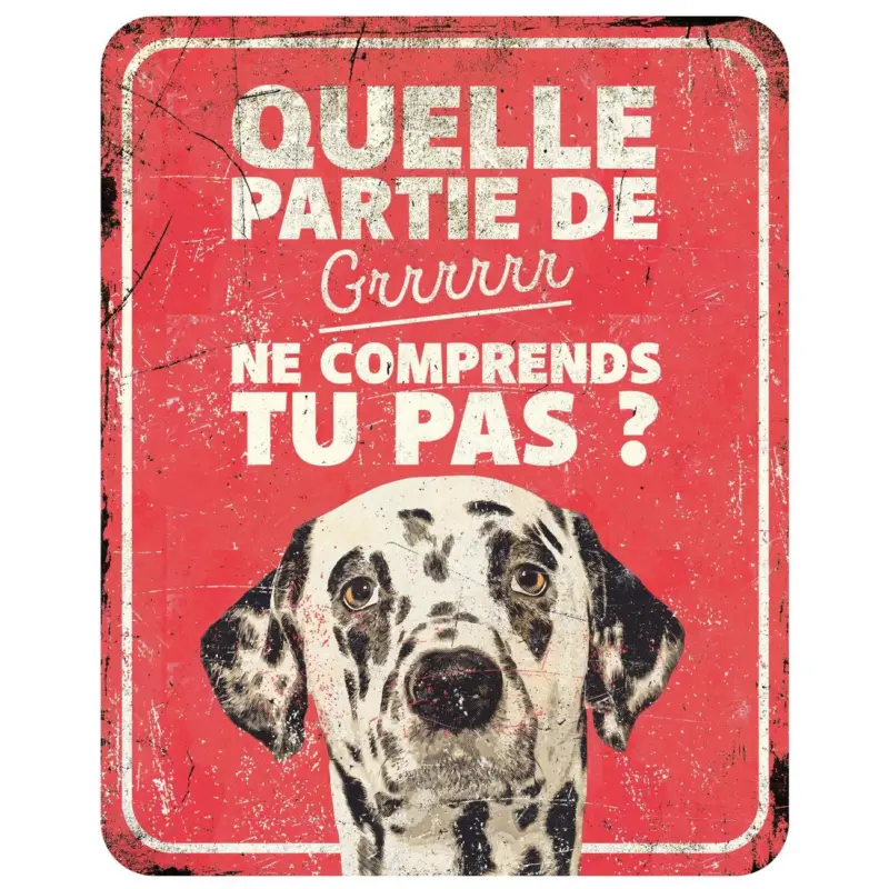 D&D – Panneau d'avertissement dalmatian fr – 25x20x03cm rouge Commander Maintenant