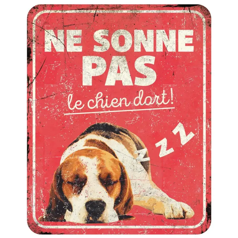 Prix Bas D&D – Panneau d'avertissement beagle fr – 25x20x03cm rouge