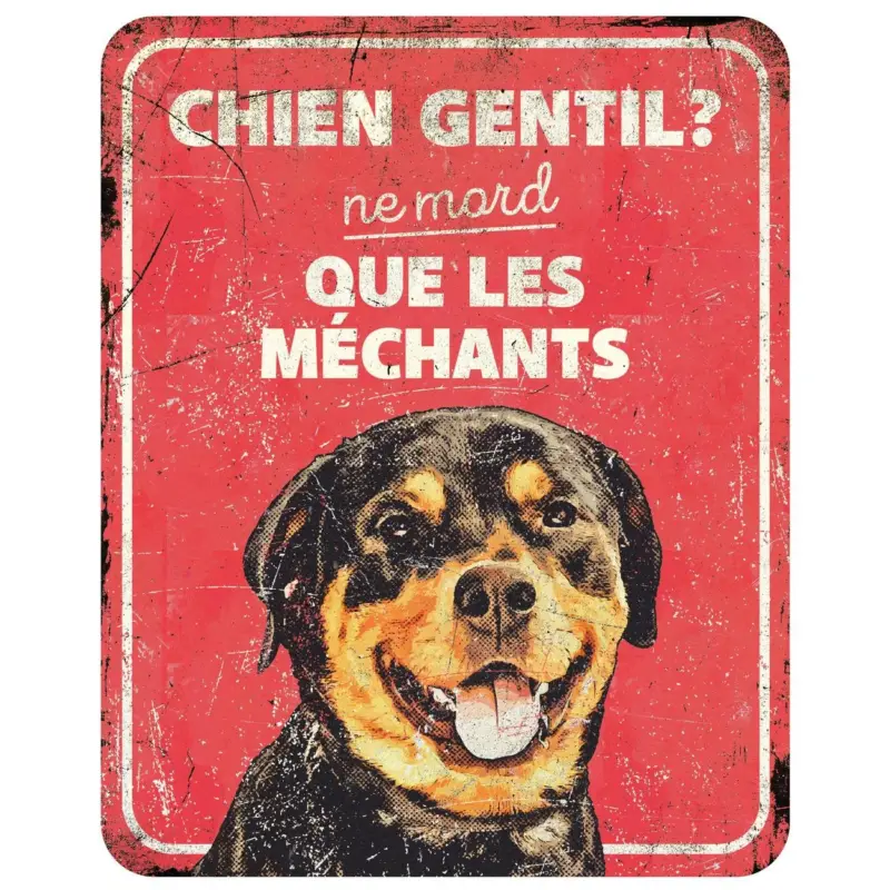 Seulement Aujourd&rsquo;hui D&D – Panneau d'avertissement rottweiler fr – 25x20x03cm rouge