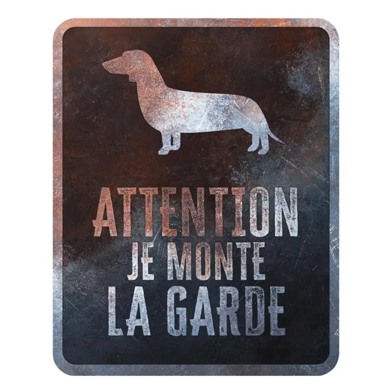 D&D – Panneau d'avertissement Dachshund Fran&ccedil;ais – 25x20x03cm Multicolore Usine Directe
