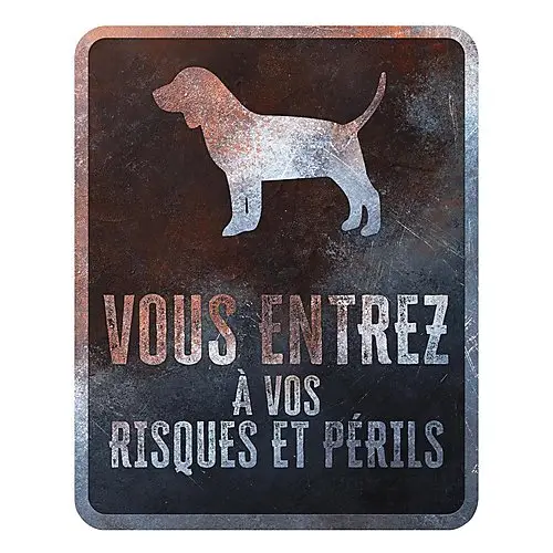 Offre Spéciale D&D – Panneau d'avertissement Beagle Fran&ccedil;ais – 25x20x03cm Multicolore