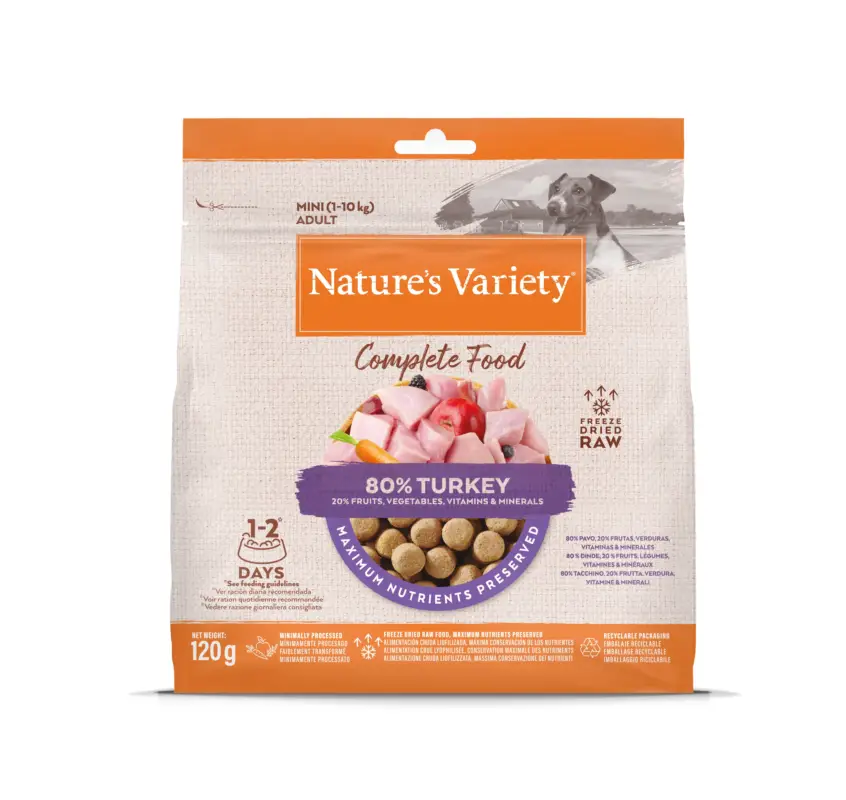 Nature's Variety – Bouch&eacute;es Complete Freeze Dried Food Dinde pour Chiens – 120g Dernier Modèle