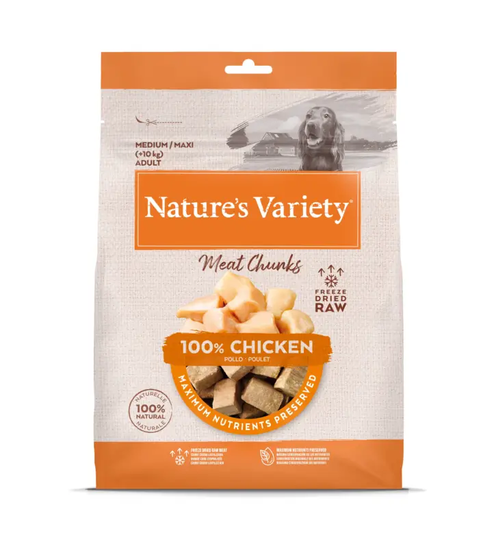 Nature's Variety – Bouch&eacute;es Cube de Viandes Freeze au Poulet pour Chiens – 50g Bon Marché