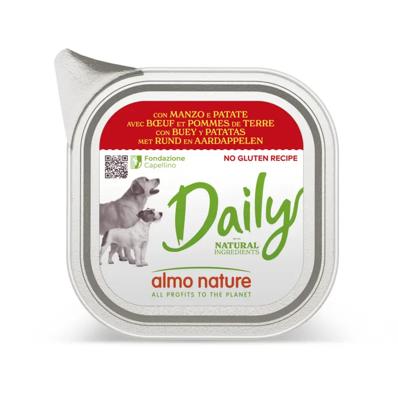 Almo Nature – P&acirc;t&eacute;e Daily Nogluten Boeuf Et Pommes De Terre – 100gg Vente Directe