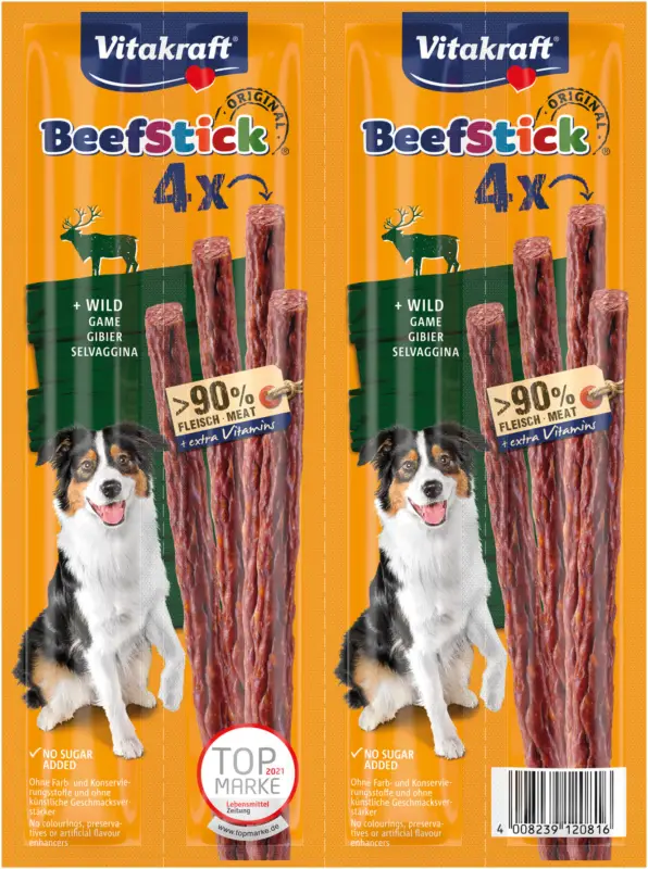 Offre Limitée Vitakraft – B&acirc;tonnets Beef Stick Gibier pour Chien – 4x12g