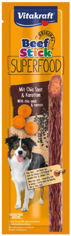 Vitakraft – B&acirc;tonnet Beef-Stick Superfood Carotte et Chia pour Chien – 25g Affaire À Saisir