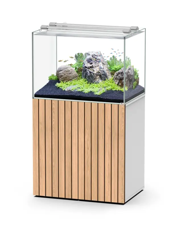 Aquatlantis – Ensemble Aquarium + Meuble Aquascape 80 – Led Blanc avec Porte STRI&Eacute; Prix Promo
