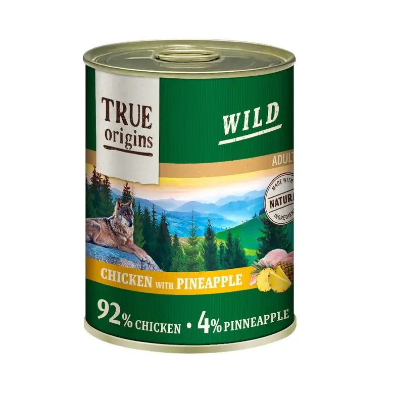 True Origins Wild – P&acirc;t&eacute;e au Poulet & Ananas pour Chiens Adultes – 400G Prix Promo