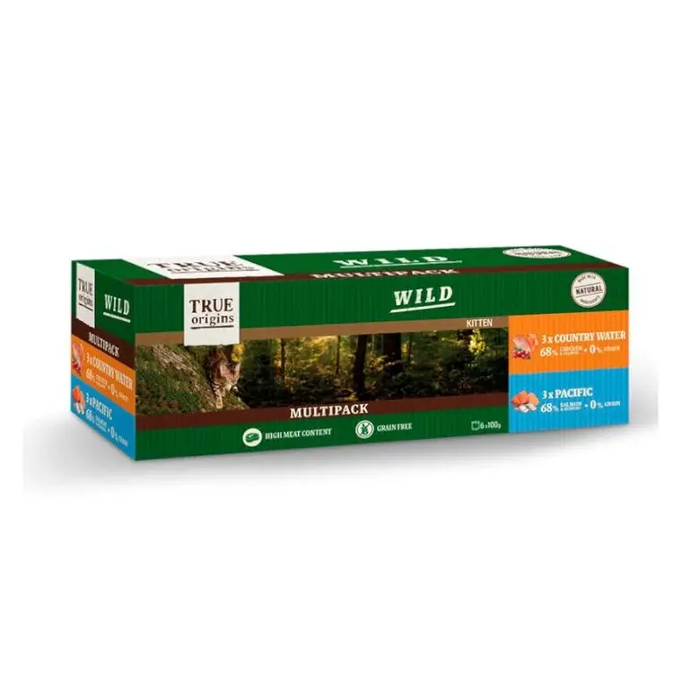 True Origins Wild – Multipack de P&acirc;t&eacute;es pour Chatons – 6x100G Retour Gratuit