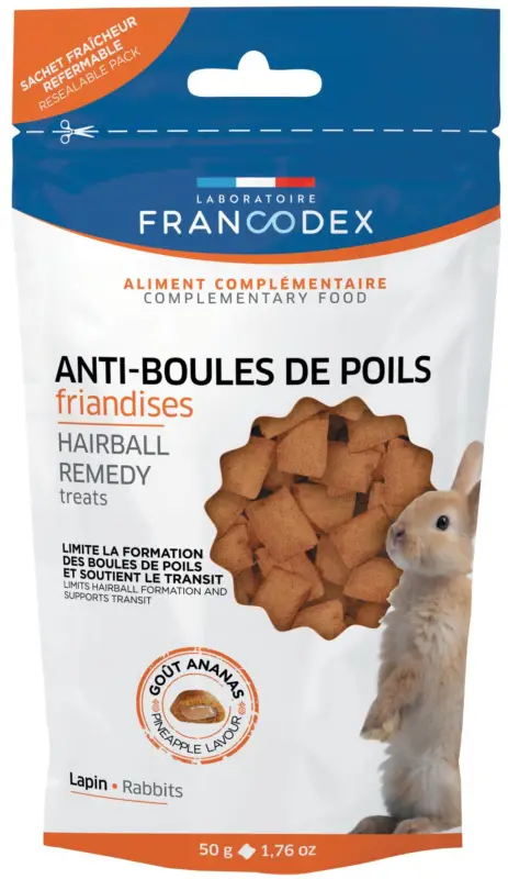Retour Gratuit Francodex – Friandises Anti-Boules Poils pour Lapins – 50g