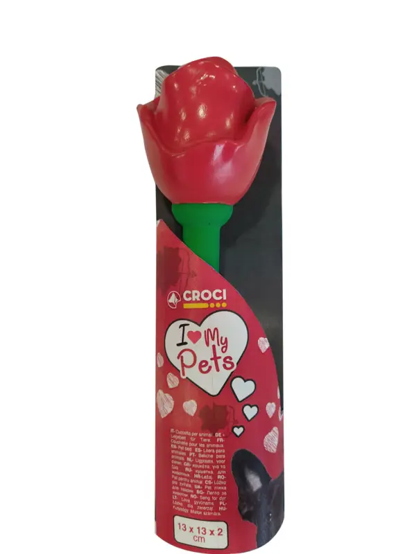 Certifié Croci – Jouet en Latex Love Rose Rouge pour Chiens – 24x6cm
