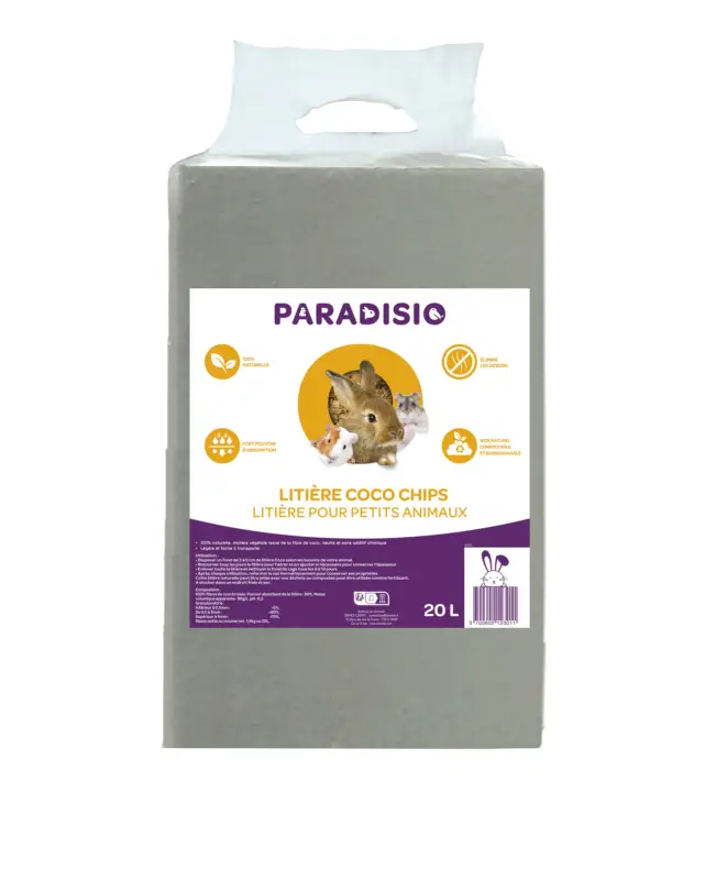 Must-Have Paradisio – Liti&egrave;re Coco Chips pour Rongeurs – 20L