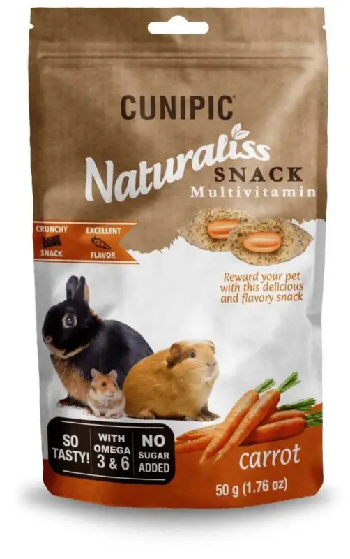 Cunipic – Friandises Naturaliss Snack Multivitamin aux carottes pour Lapins – 50g Satisfait Ou Remboursé