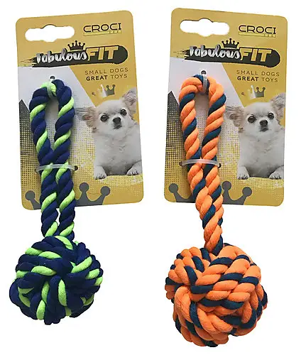 Soldes Croci - Jouet Corde Mini Ballon Vert/Bleu pour Chiens - 19cm