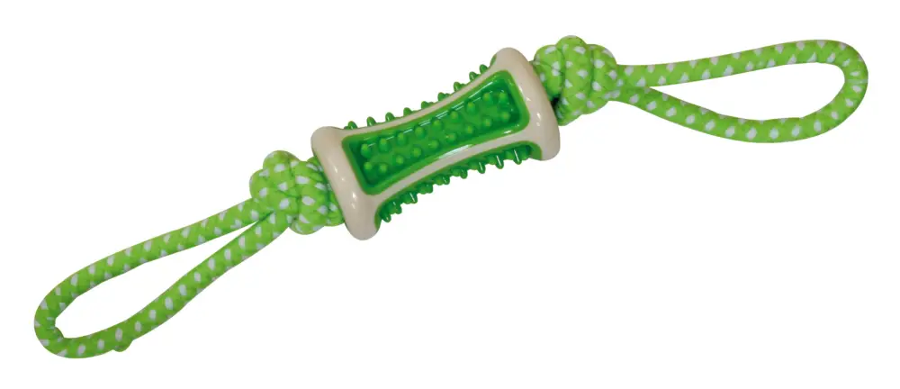 Croci - Jouet Rouleau Caoutchouc + Corde pour Chiens - Vert Offre Du Jour