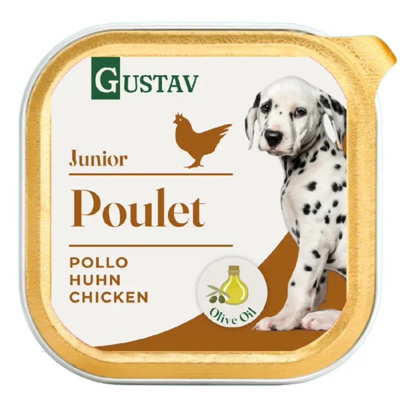 Gustav – P&acirc;t&eacute;e Junior au Poulet pour Chiots – 150g Prix Réduit