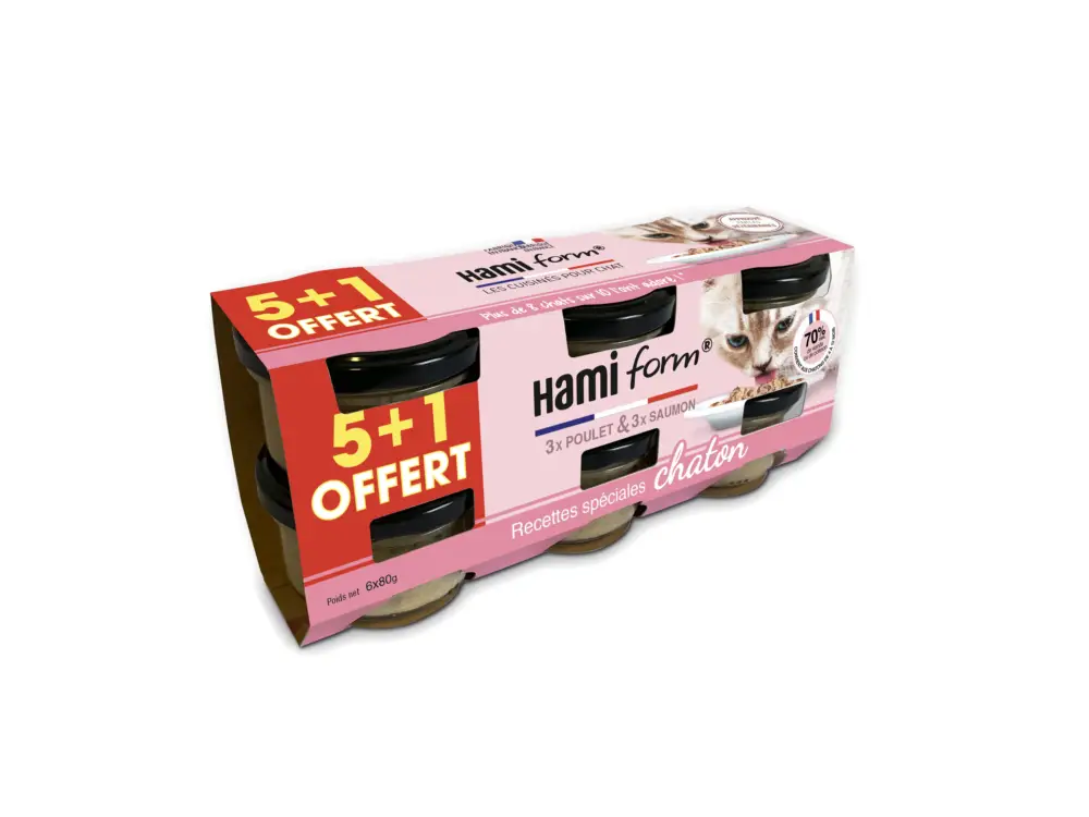 Hamiform - Recettes Spéciales Chaton Poulet et Saumon - 6x80g Réduction