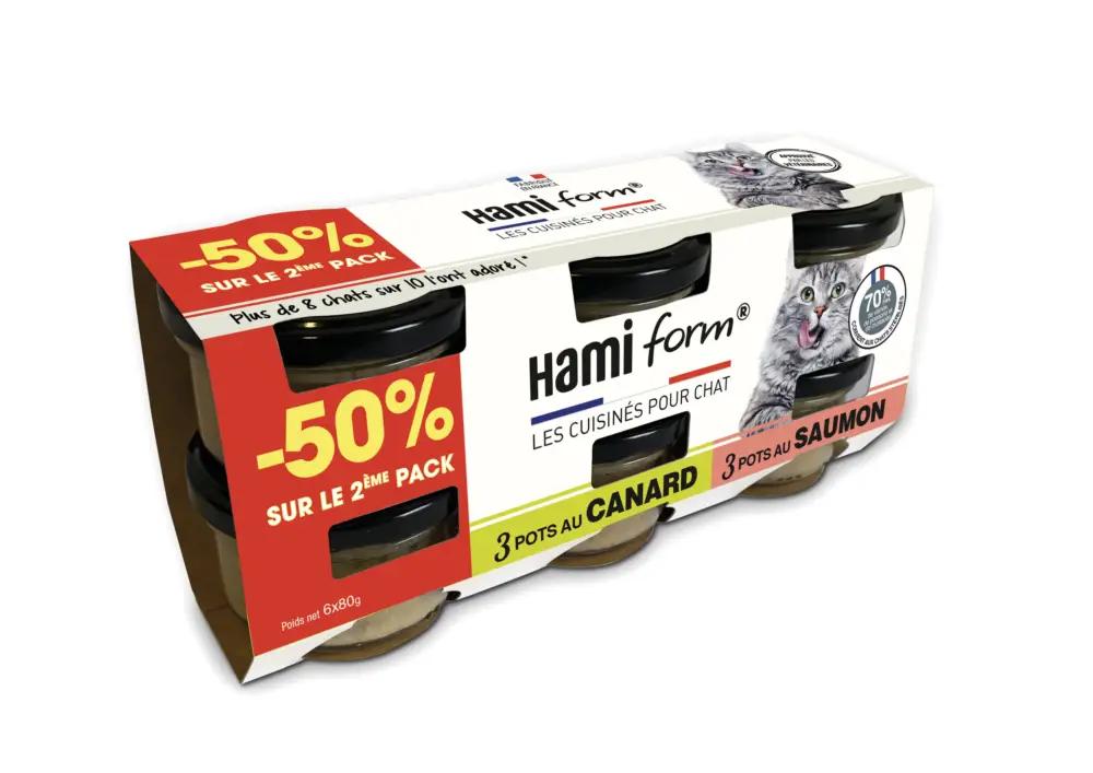 Hamiform - Recettes Mixtes Terroir et Mer Canard et Saumon - 6x80g / - 50% sur le 2ème Meilleur Prix