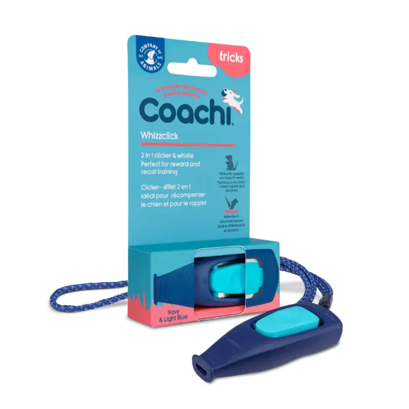 Coachi – Whizzclick Clicker-sifflet 2 en 1 pour Chiens – Bleu Offre Spéciale