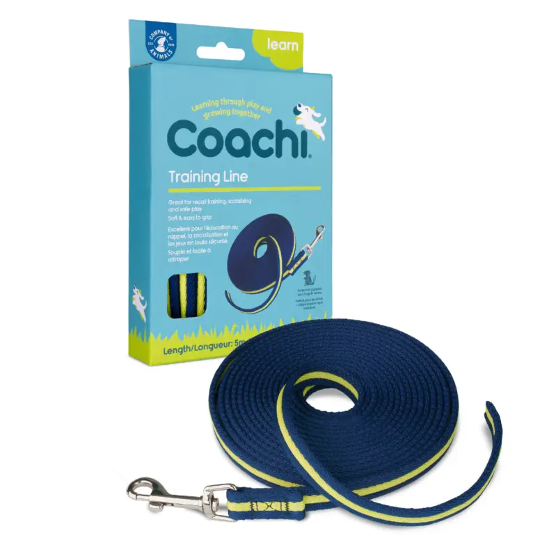 Coachi - Laisse de Dressage Training Line Bleu et Jaune pour Chiens - 5m Acheter En Ligne