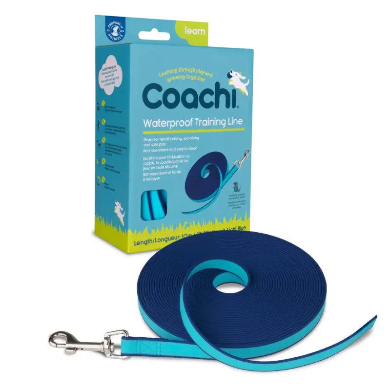 Coachi – Laisse de Dressage Waterproof Bleu pour Chiens – 10m Expédié Aujourd&rsquo;hui