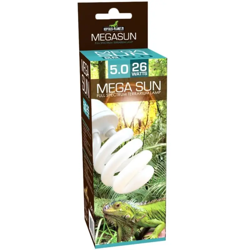 Haute Qualité Reptiles Planet – Ampoule Mega Sun UVB 5.0pour Terrarium – 26W