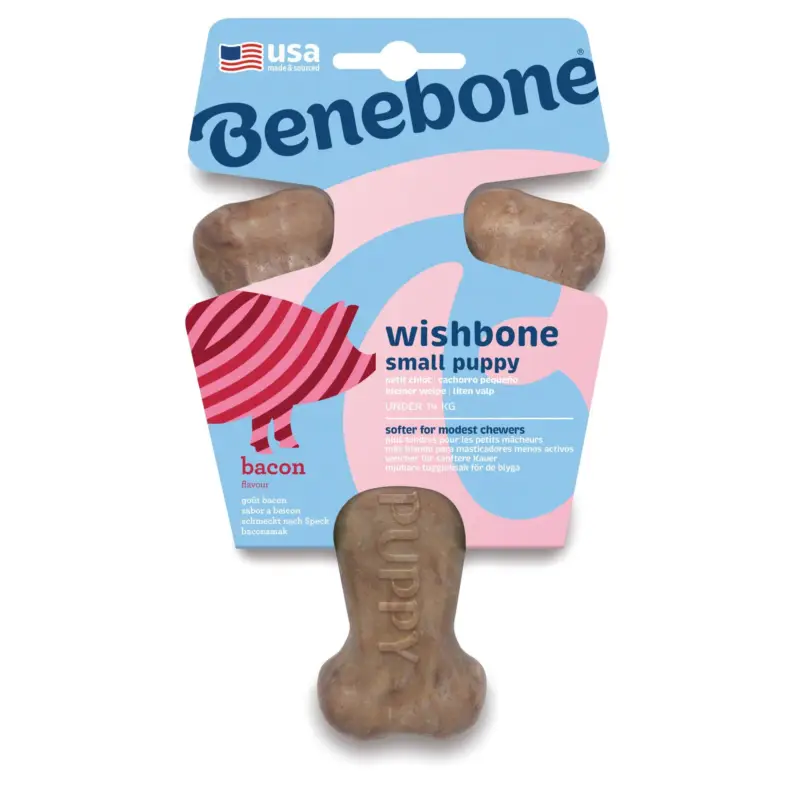 Benebone – Jouet Puppy Wishbone Bacon – S Dernier Modèle
