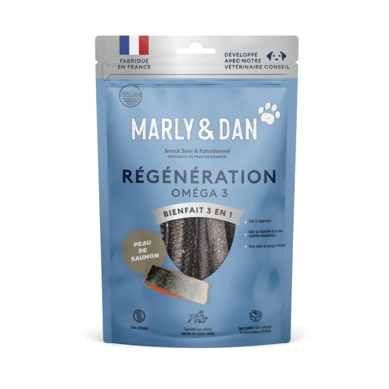 Marly & Dan – Friandises Rouleaux Peau de Saumon – 60g Réduction