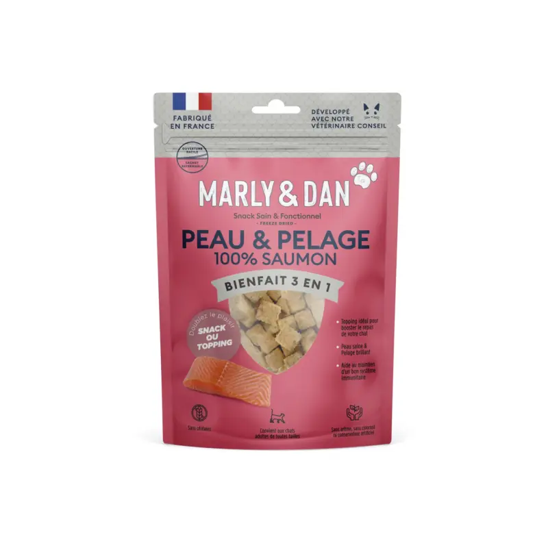 Produit De Marque Marly & Dan – Friandises Freeze Dried Peau et Pelage pour Chats – 40g