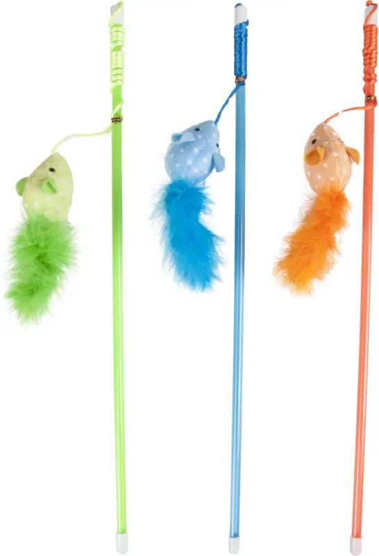 Certifié Flamingo - Jouet Wopke Canne à Pêche Souris pour Chats - 45cm